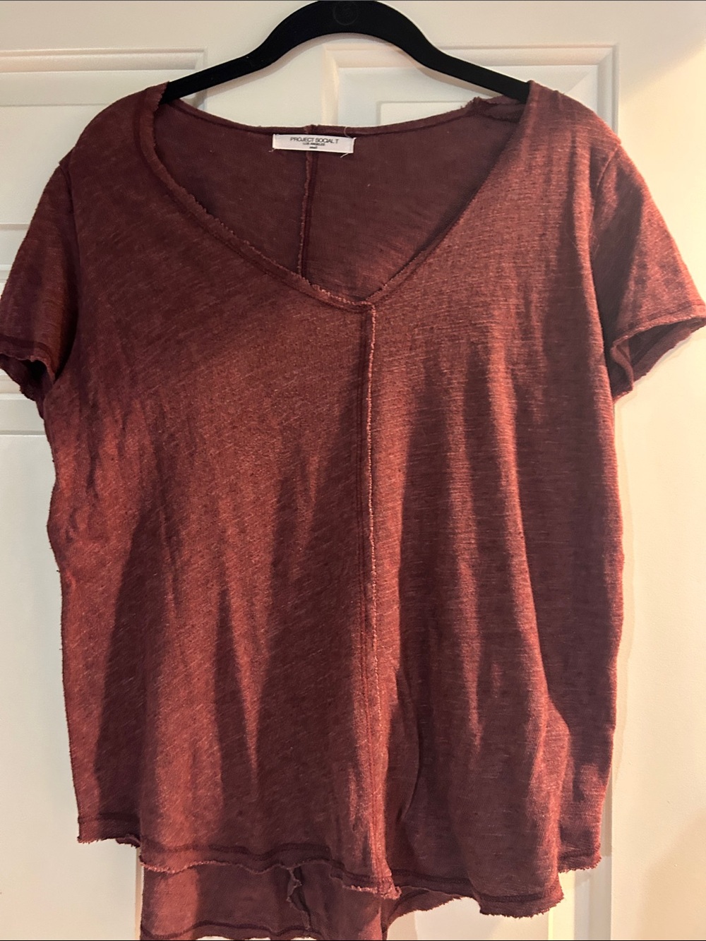 Project Social T Rust V-Neck Short Sleeve Tee